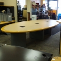 12 ft Laminate and Maple Oval Board Room Table with Grey Base